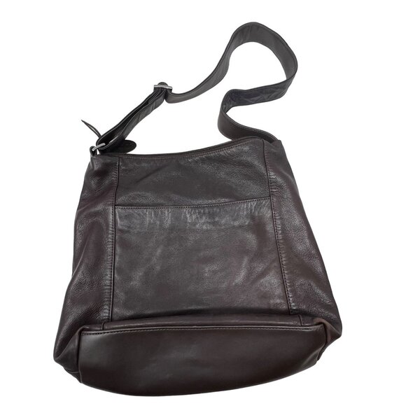 Y2K Rolfs Purse Bucket Bag Genuine Leather Brown Adjustable Strap Pockets - Picture 1 of 12